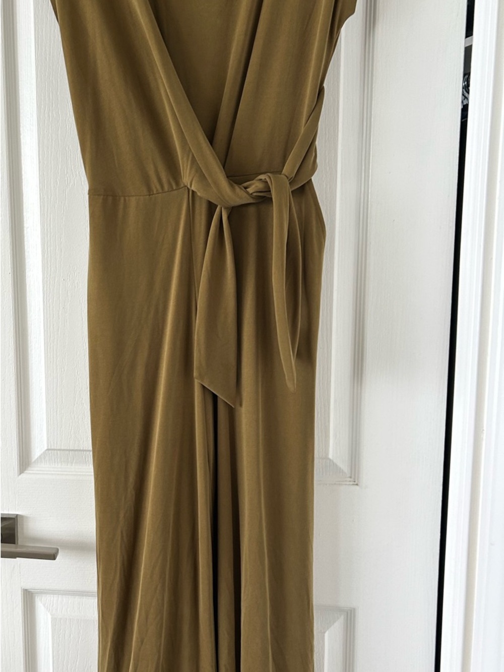 Banana Republic Olive Green Jumpsuit with Tie Waist and slant pockets